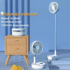 Portable Electric Fan Folding Telescopic Floor Standing USB Rechargeable Mini Brushless Fan