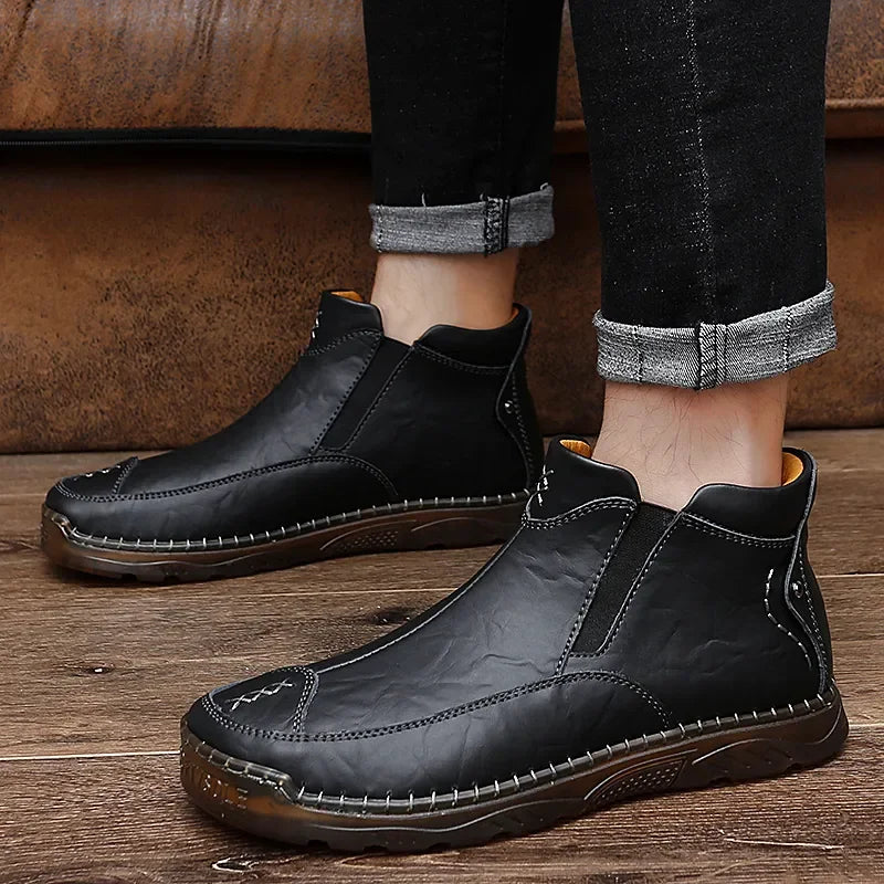 Autumn Winter Elegant Chelsea Boots Leather Men Shoes