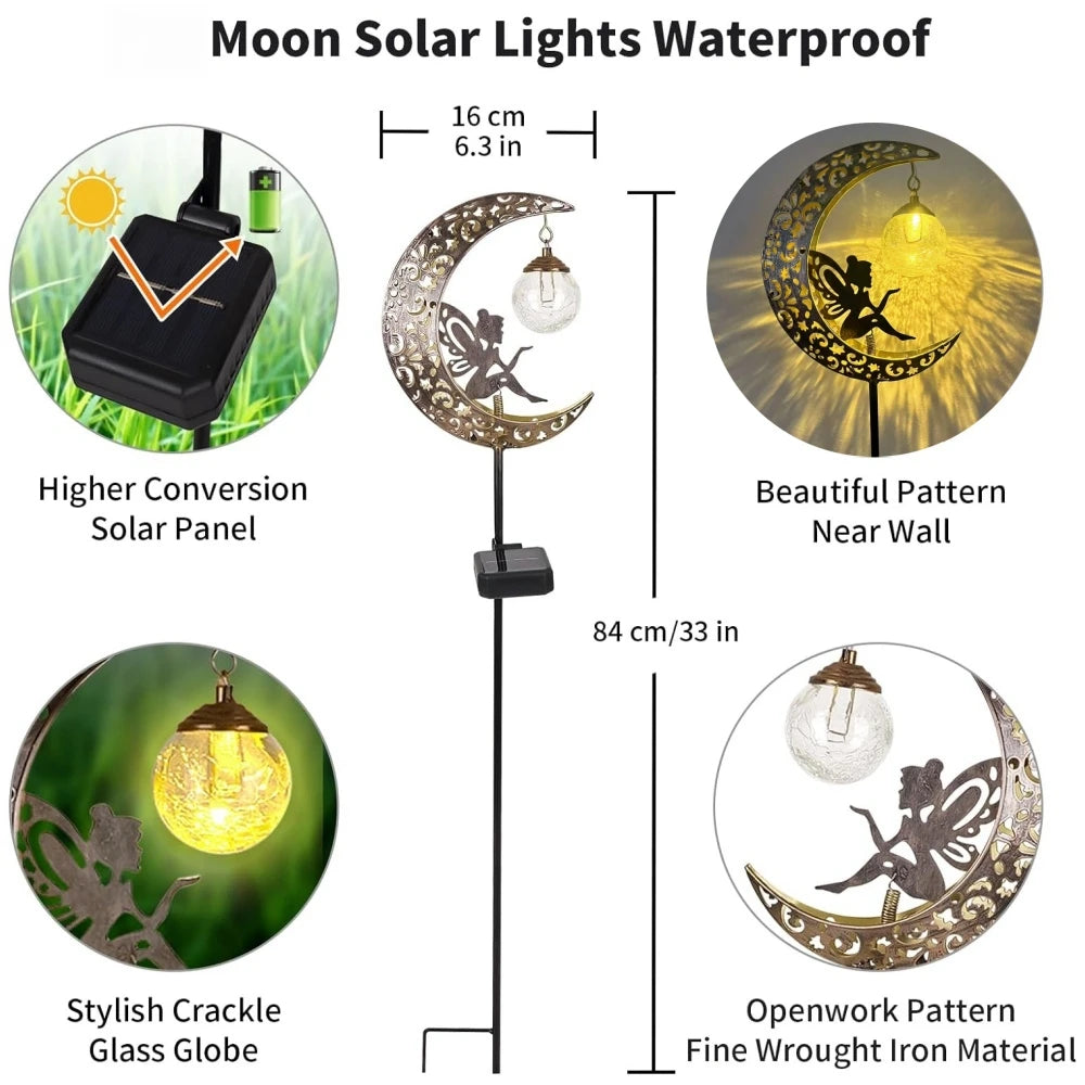 Fairy Solar Lights Outdoor Garden Decorative Lamp with Warm Light Waterproof Metal Decoration