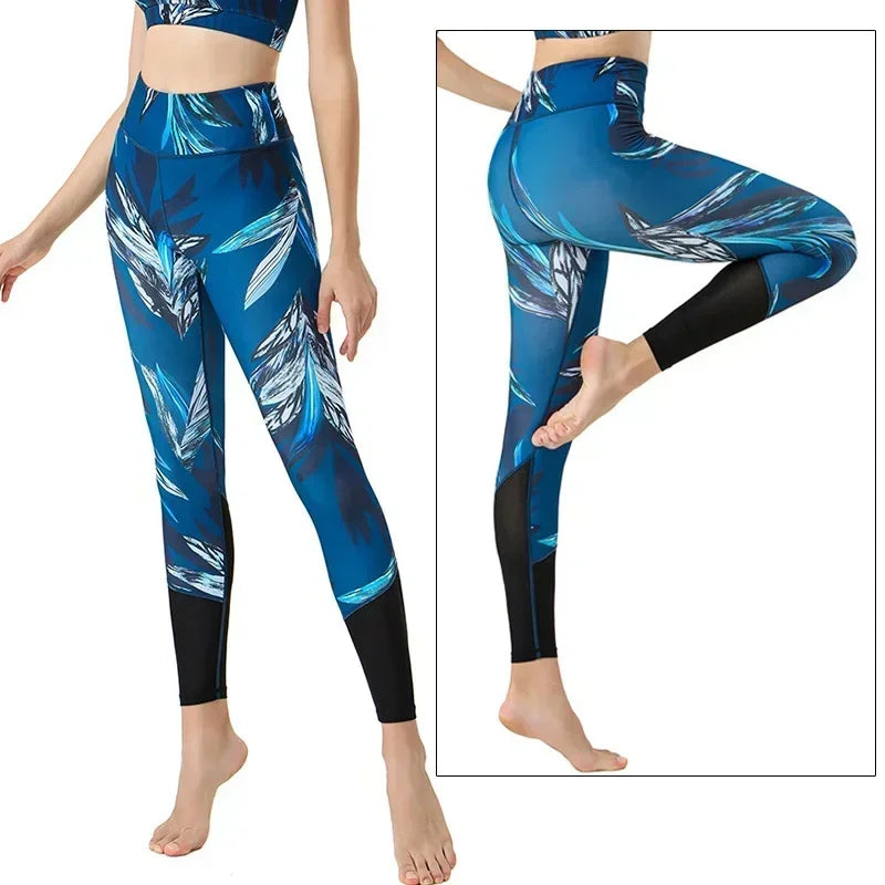 Cloud Hide Yoga Pants Women Flower High Waist Sports Leggings