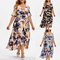 Flower Printed Femme Robe Boho Large Size Women Summer Dress