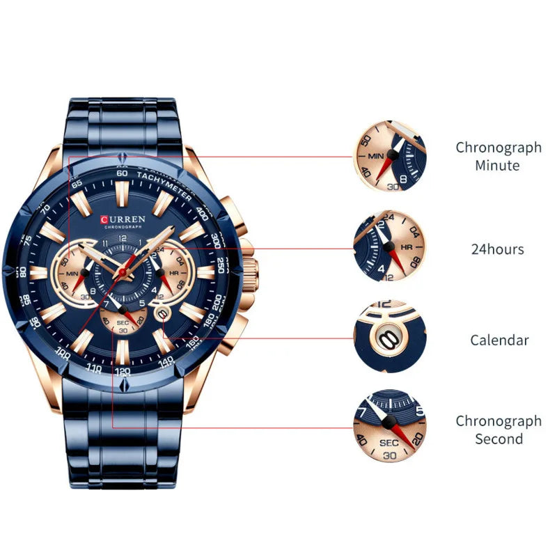 Watch For Men Top Brand Business Luxury High Quality Men Watch Calendar Stop Watch