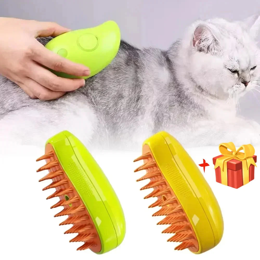 Cat & Dog Grooming Comb with Electric Spray Cat Steam Brush Soft Silicone Hair Remover