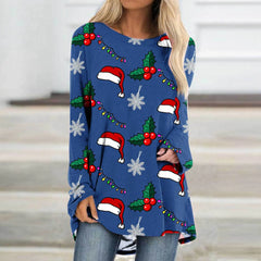 Christmas Tree 3d Print Long Sleeve T-shirt Women Fashion Crewneck Long Tunic Tops