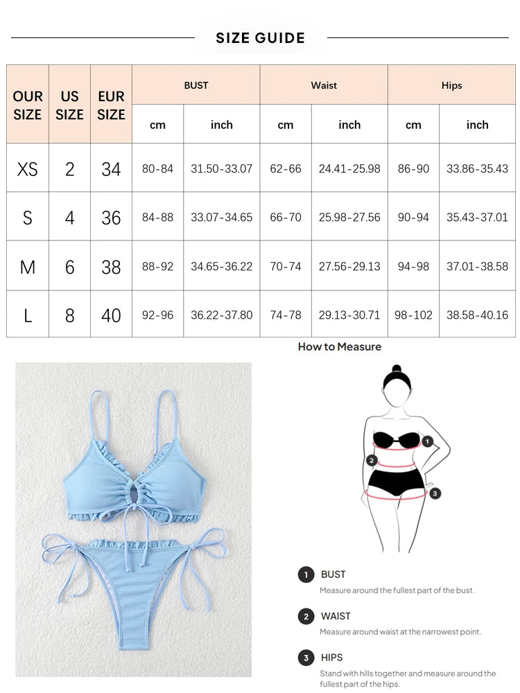 Women's Swimsuits Spaghetti Strap Bikini Set Lace Up Swimsuit Padded Bikinis Tops