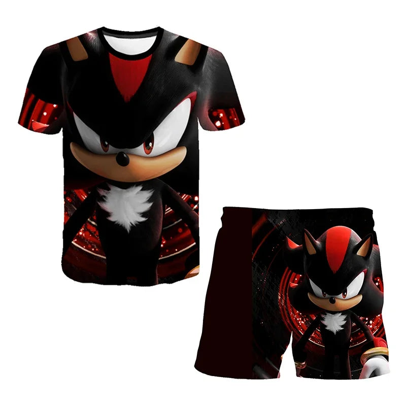 T Shirt suit Summer boys and girls sonic 3d Print Children Short-sleeved T-shirts Pattern suit