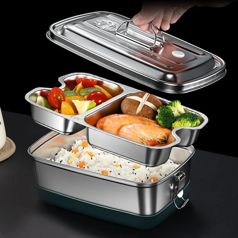 304 Stainless Steel Bento Lunch Box for Child Portable Grids Hermetic Food Storage Container Leakproof Picnic Thermal Boxes