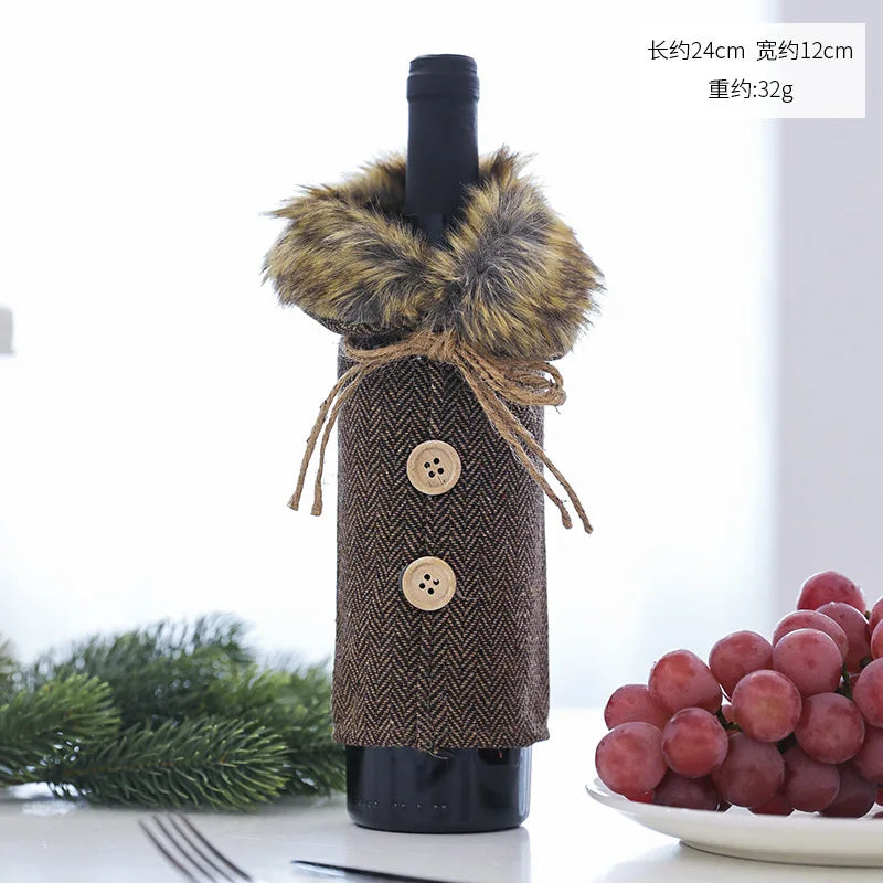 Christmas European And American Style Knitted Faceless Old Man Long Beard Wine Bottle Set