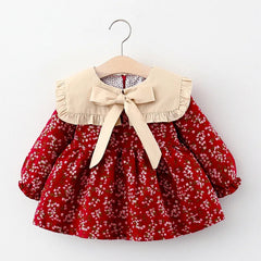 New born baby girls dress spring clothes long sleeve floral dresses for 1 year baby birthday girls clothing outfit wear dress