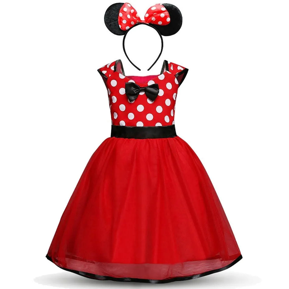 Girls Mickey Minnie Cartoon Mouse Princess Dress Kids Birthday Party Cute Funny Costume