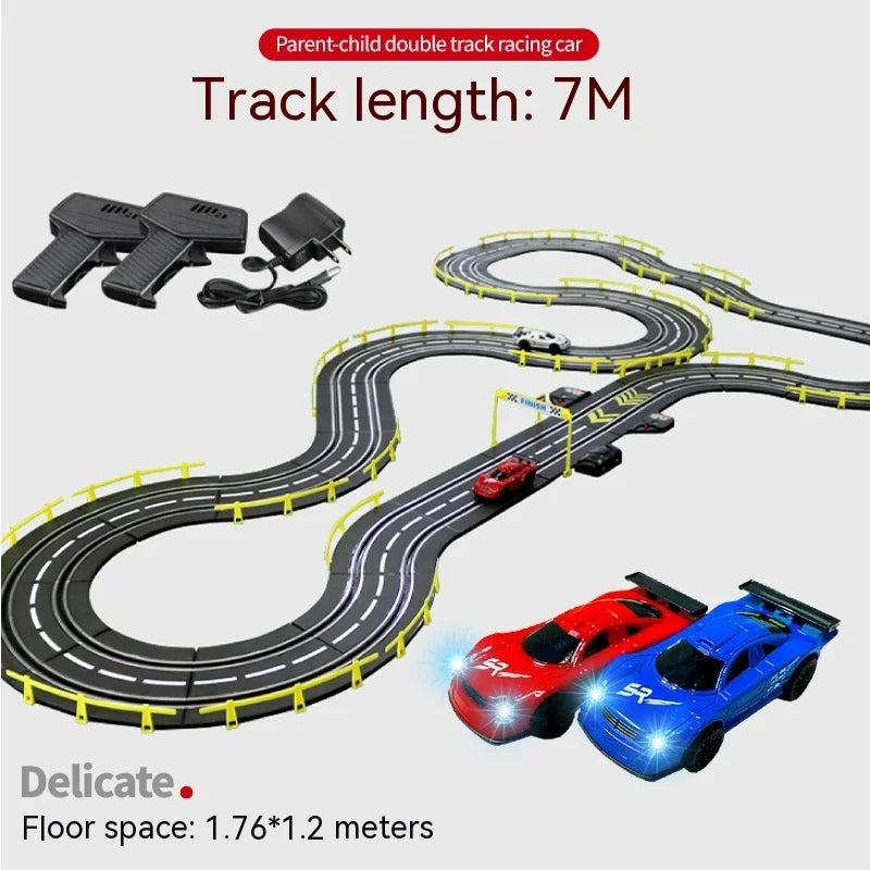 Electric Rail Car  Racing Track Toy Autorama Circuit Voiture Electric Railway Slot Race Double Remote Control Car Toy