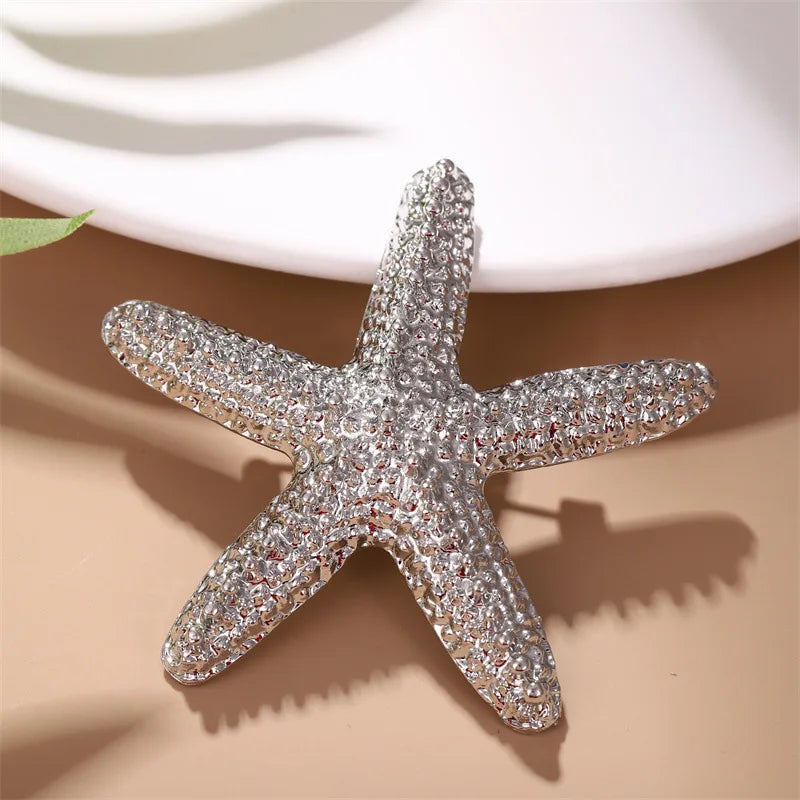 Fashionable And Exquisite Personalized Starfish Shape Electroplated Brooch