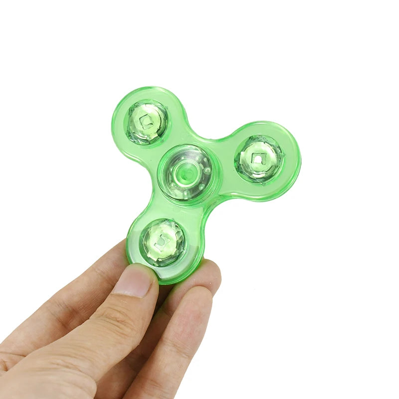 Plastic Luminous LED Light Crystal Fingertip Spinners Glow in Dark Stress Relief Fidget Toys