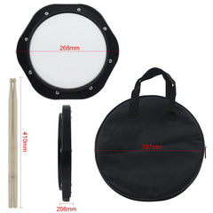 10 Inch Dumb Drum Practice Jazz Drums Exercise Training  ABS Drum Pad with Drum Sticks and Bag