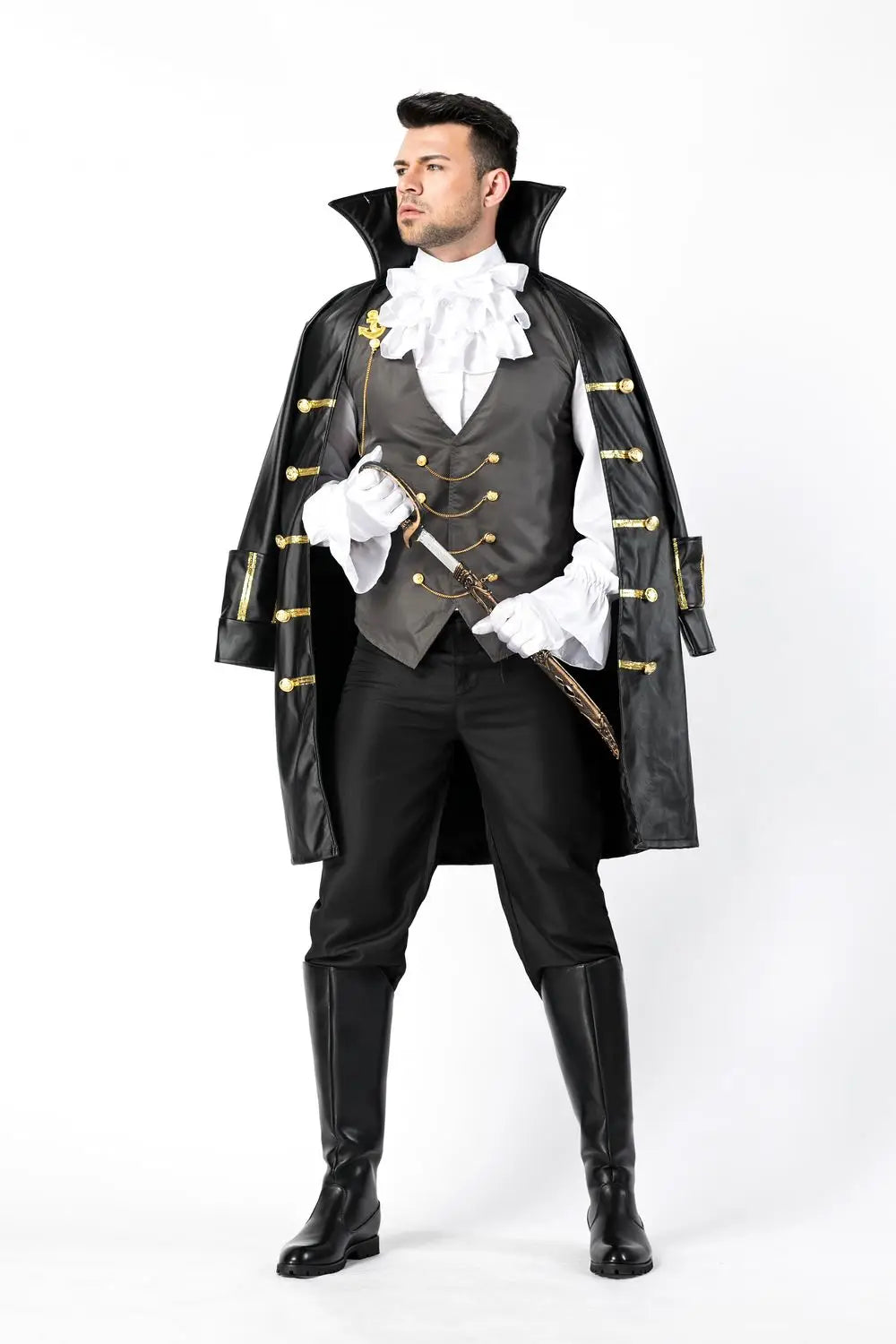 Men Noble Knight Pirate Cosplay Halloween Dracula Vampire Costume Carnival Purim Masquerade Stage play Nightclub Bar Clothing