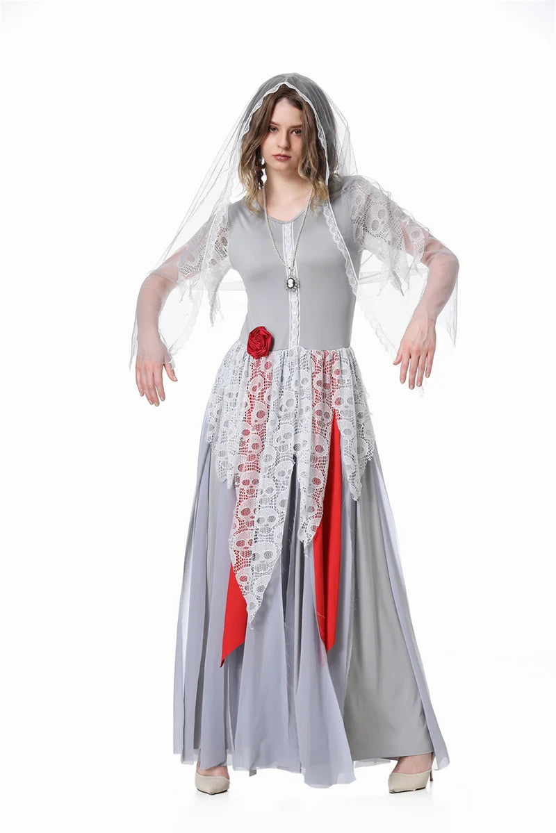 Adult Scary Ghosts Bride Costume Women Zombie Vampire Cosplay Outfit