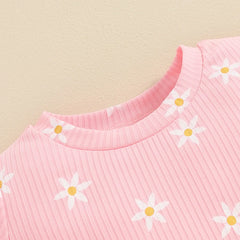 Toddler Girl Summer Outfit Baby Daisy Crew Neck Short Sleeve T Shirts Tops And Shorts Cute Two Piece Sets Clothes