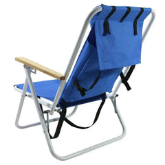 Backpack Beach Chair Folding Portable Chair Blue Solid Construction + Cup Holder