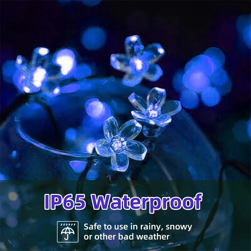 Solar Garden Light Flower Outdoor Solar  String Lights Waterproof Fairy Simulation Floral Garlands Lamp