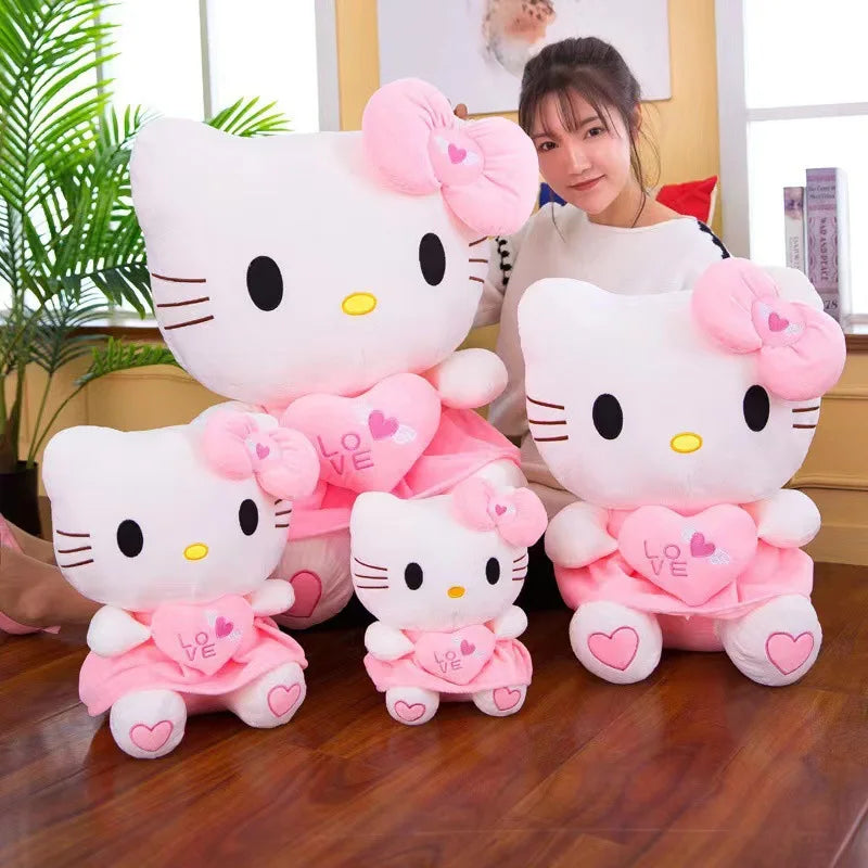 Cat Plush Toys Cartoon KT Cat Plushie Doll Soft Stuffed Anime Pillow Birthday Gifts For Kids Girls