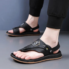 Soft Sole Slippers Leather Breathable Beach Shoes Anti-Slip Slip-On Shoes