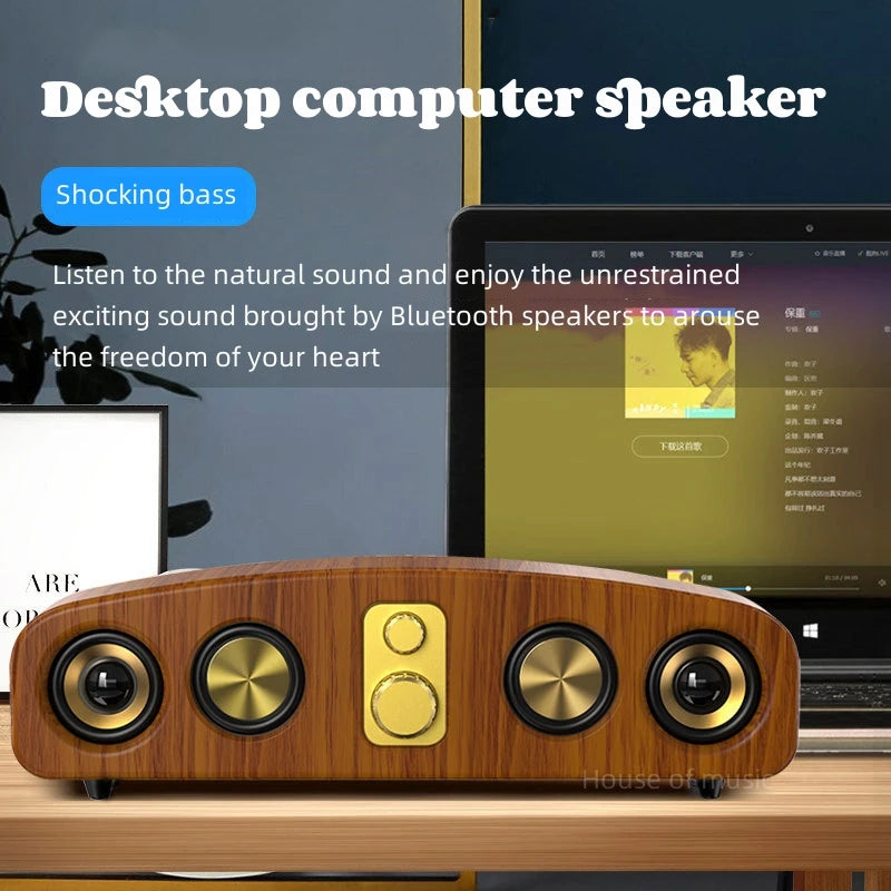 New Wireless Bluetooth Loudspeaker Box Retro Home Desktop High-power Subwoofer Computer Audio