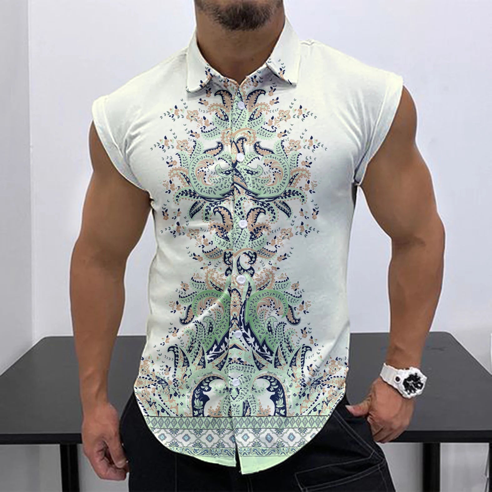 Men's Sleeveless Shirt Fashion Trend HD 3D Printing