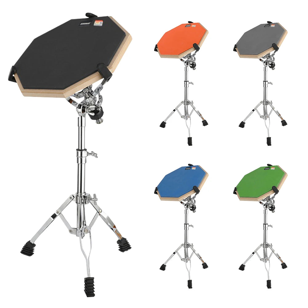 12Inch Practice Drum Pad Stand Set Adjustable Double Sided Drum Pad and Stand Set