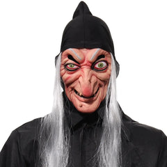 Halloween Witch Mask Cosplay Scary Ghost Face Sorceress Old Nana Grandma Latex Helmet Dress Up Party Costume Props