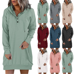 Women's Dresses Long Sleeve Drawstring Pullover Top Dress