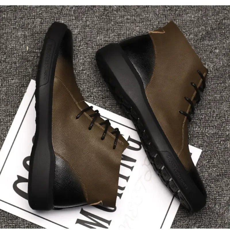 Genuine Leather Men Boots Retro