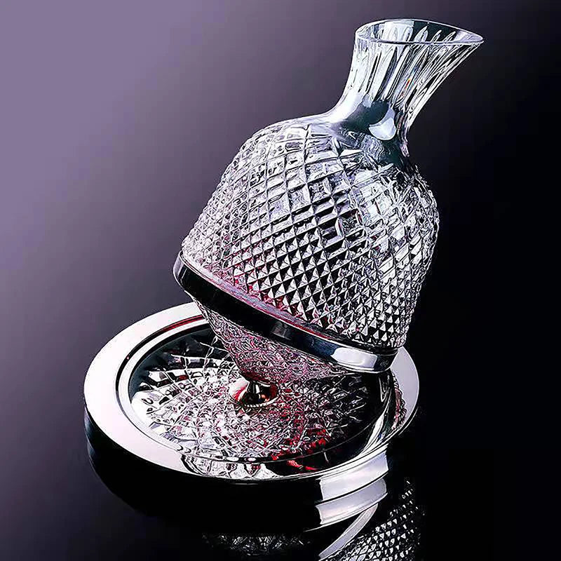 Crystal Glass 360 Rotating Decanter Tumbler 1500ml Decanter Wine Dispenser