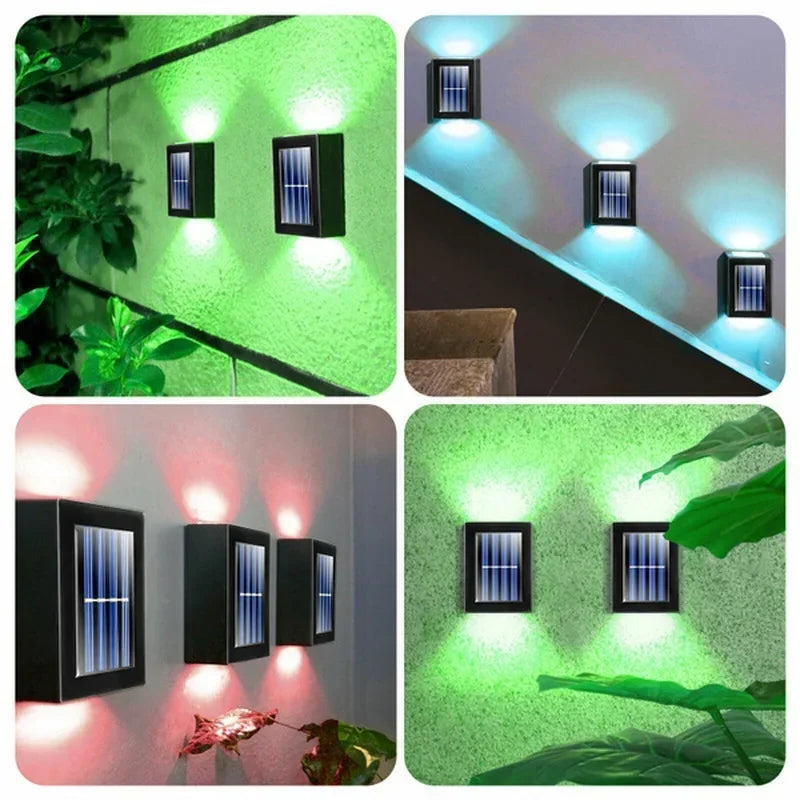 Solar Up and Down Spot Lights Outdoor, Street Wall Light Lamp Solar Powered Sunlight Waterproof Solar Lamp