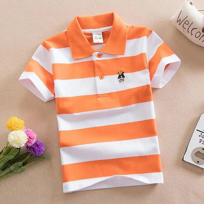 Summer Boys Polo Shirts Short Sleeve T-shirt For Kids Boy Bottom Solid Color Children Sweatshirts Baby Clothing 3-14T