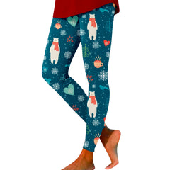 Women Christmas Print Leggings High Waist Long Trouse Fashion Xmas Trousers