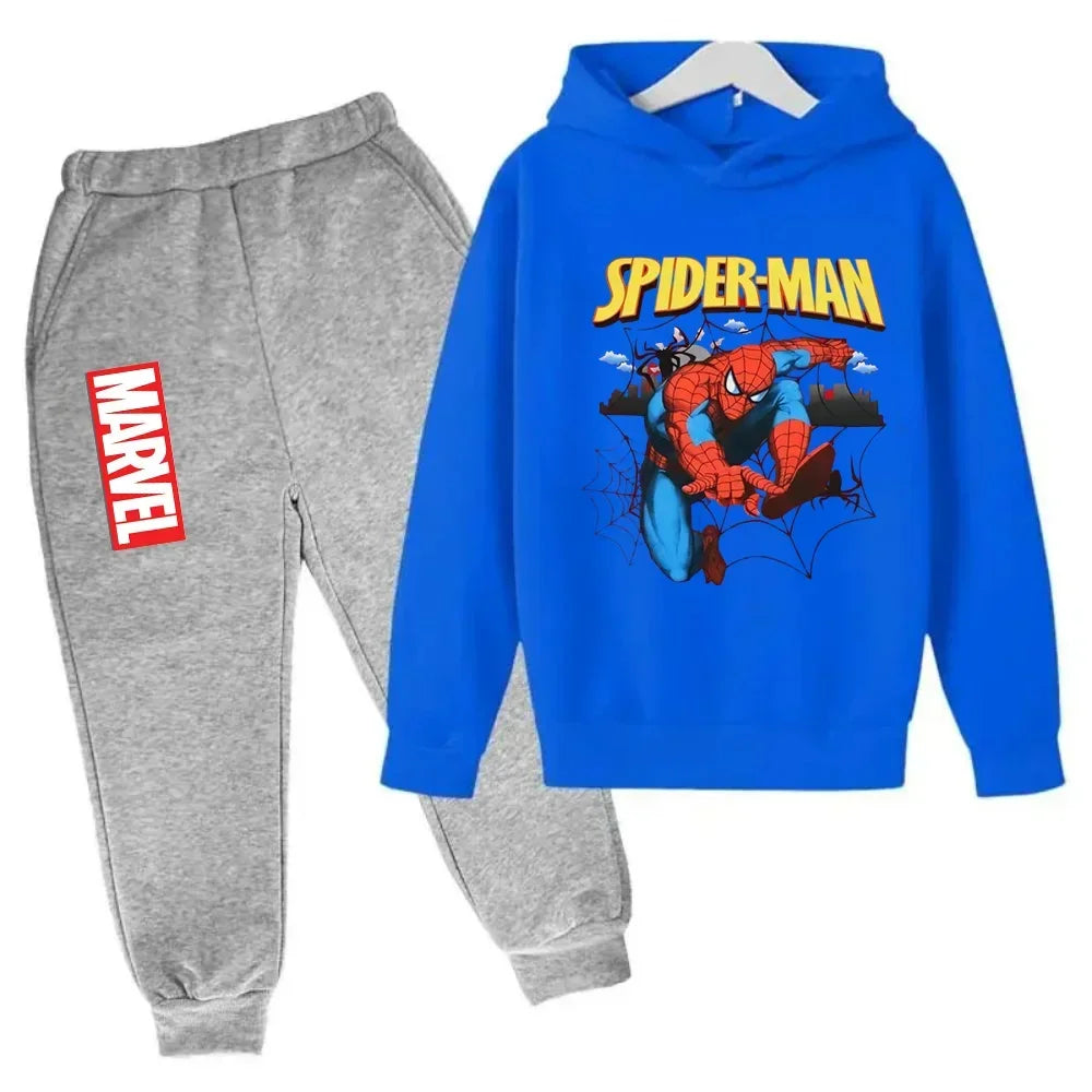 Marvel Spiderman Kids Hoodies Pant Suit 2pcs Set Boy Girl Spring Autumn Sweatshirt Clothes Tracksuits Children Hooded Sportsuit