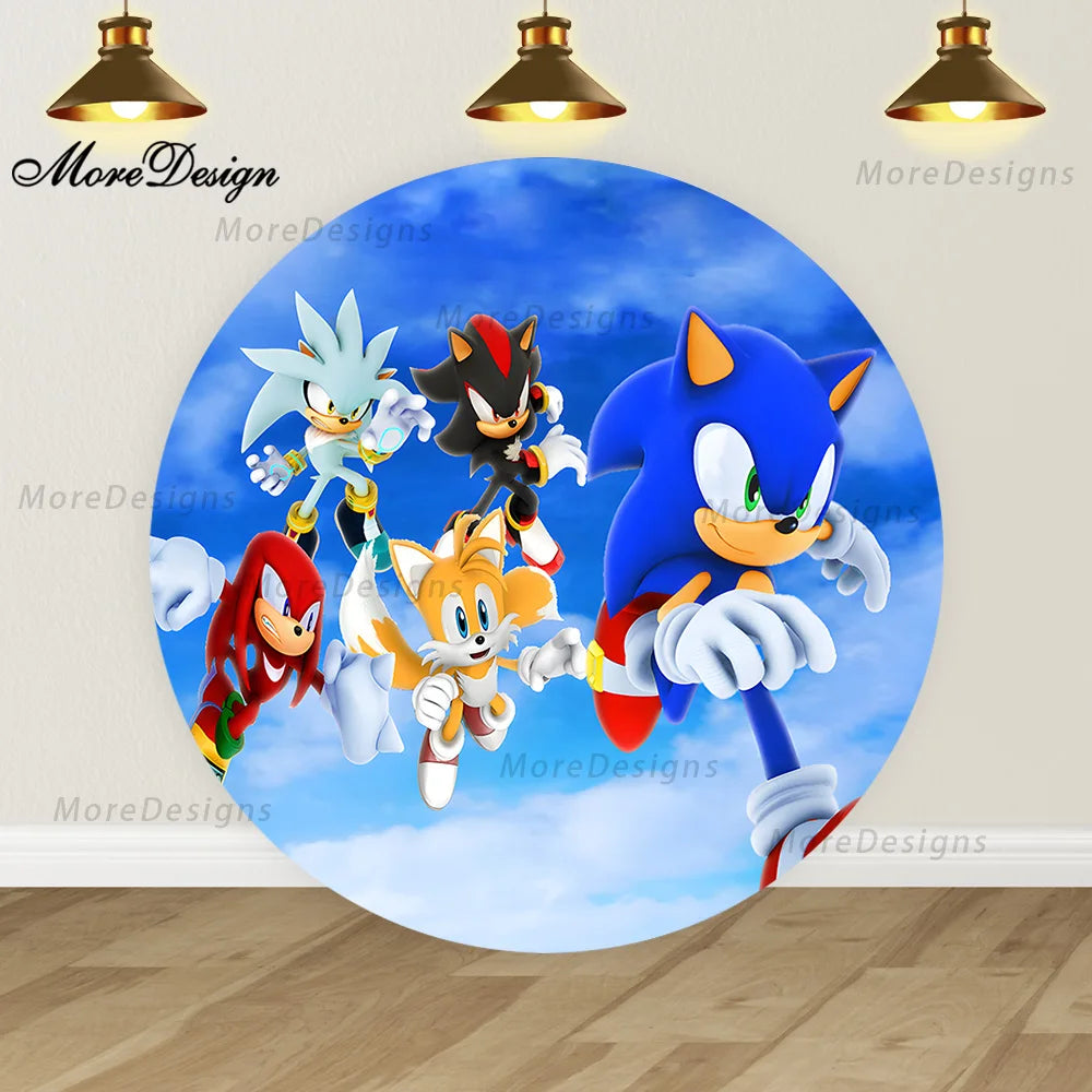 Sonic the Hedgehog Round Covers Backdrop Kids Birthday Party Decora Cartoon Game Characters