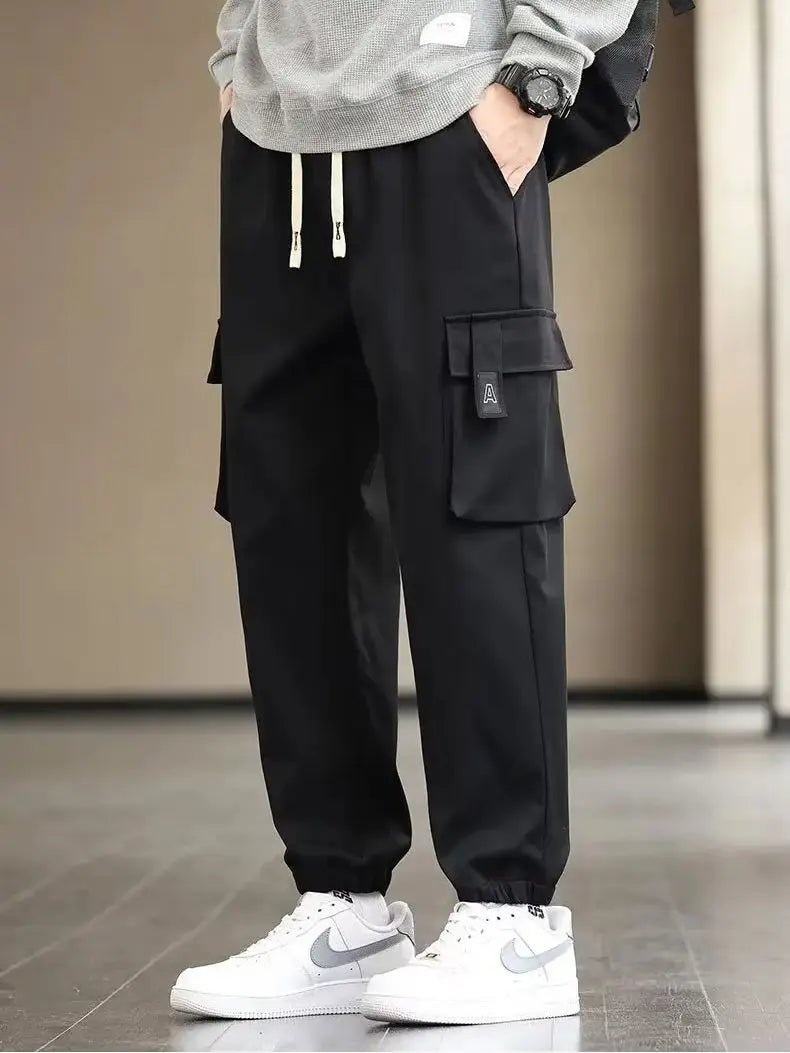 Multi-pocket designer overalls men's drawstring trousers are outdoor slacks