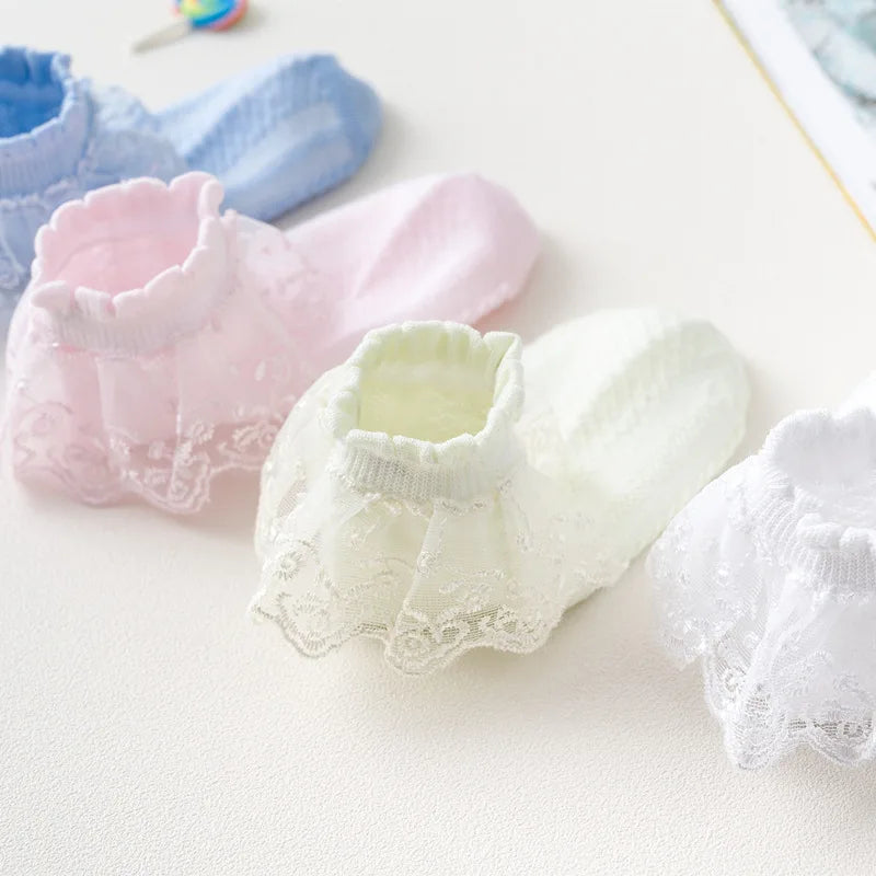 Girls Lace Ruffle Princess Mesh Socks