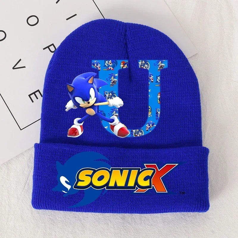 Sonics Children's Letter A-Z Knitted Hat Soft Warmth Boys Autumn Winter Kids Toddler Crochet Cap Outdoor Sport Cute Beanies Hats