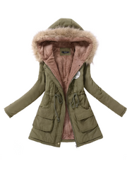 Military coats women cotton wadded hooded jacket medium-long casual parka