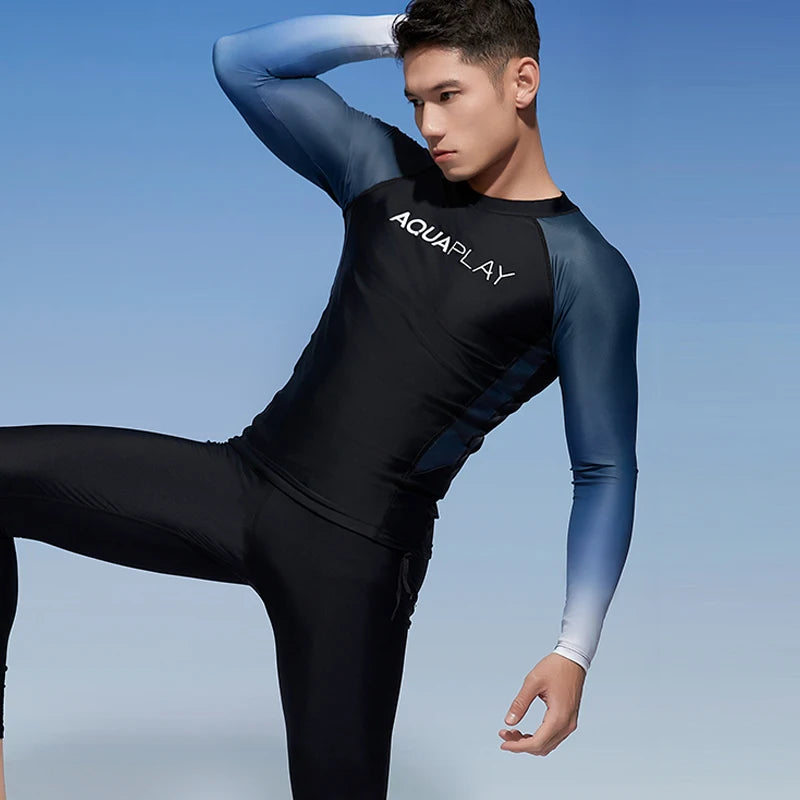 Men‘s Rash Guard Surfing Diving Suits Swimwear Long Sleeve Suit Swimming Surf Clothing