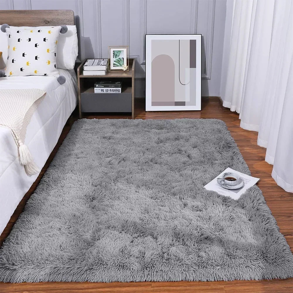 Non-slip Tie-Dyed Fuzzy Shag Plush Soft Shaggy Bedside Rug, Tie-Dyed Living Room Carpet