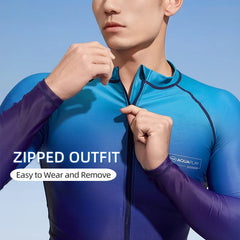 Men‘s Rash Guard Surfing Diving Swimwear Full Zipper Long Sleeve Suit Swimming Surf Clothing Outdoor Sport Fitness