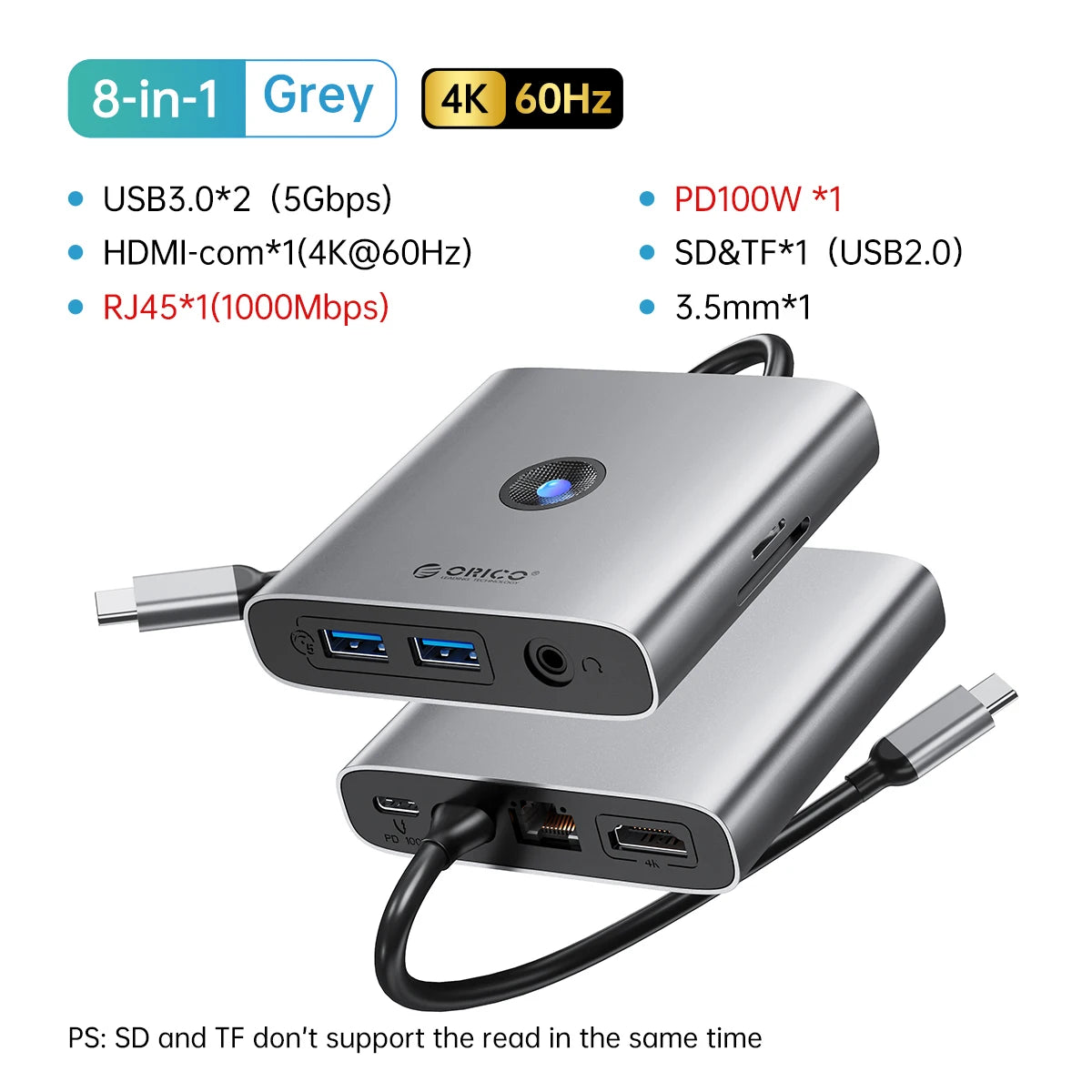 Adapter HUB Type C to 4K60Hz HDMI-Compatible Docking Station RJ45 PD Splitter For MacBook iPad Laptop Accessories