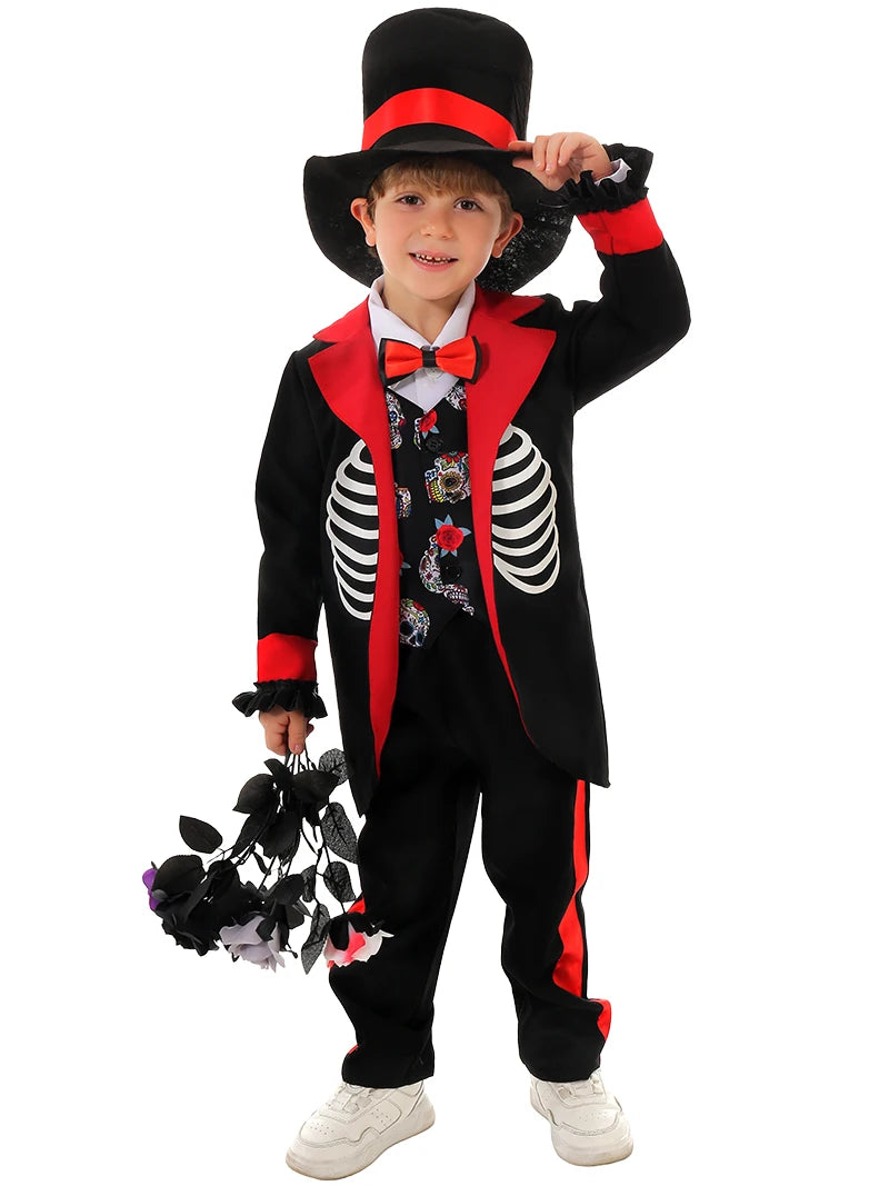 Boys Mexican Day of the Dead Scary Zombie Skeleton Costume