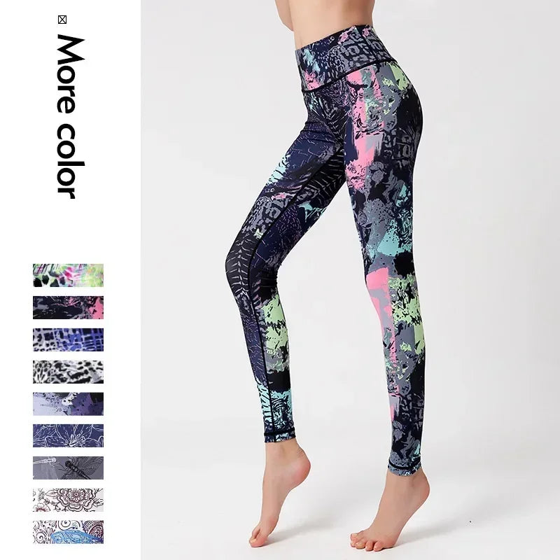 Cloud Hide Yoga Pants Women Flower High Waist Sports Leggings