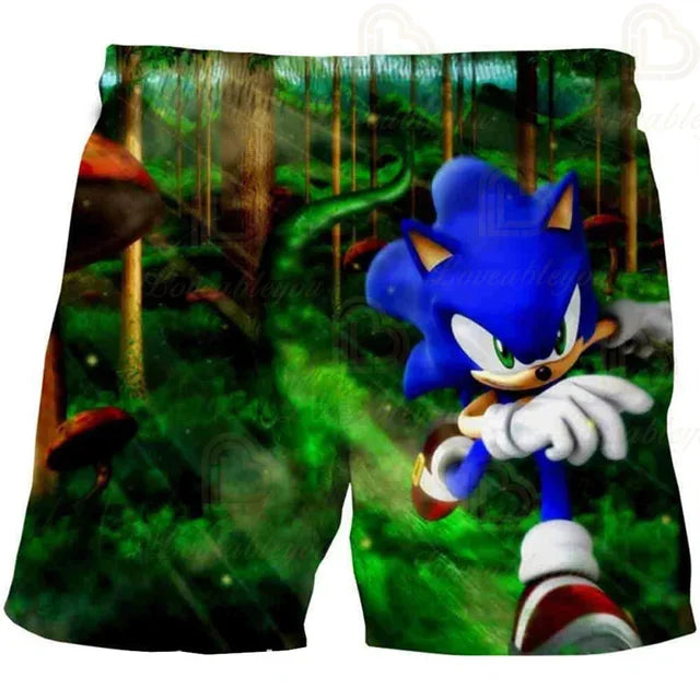 Cartoon Anime Sonics Shorts Kids Clothes Boys Harajuku Cute Girls Short Slevve Casual Children Summer Fashion Boy Boy Pants