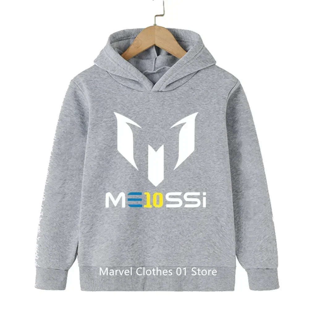 Cartoon Messi  Children's Spring and Autumn Kids Long Sleeve Hoodie