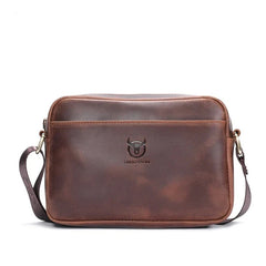 Men's Genuine Leather Shoulder Bag Retro Large Capacity Travel Bag